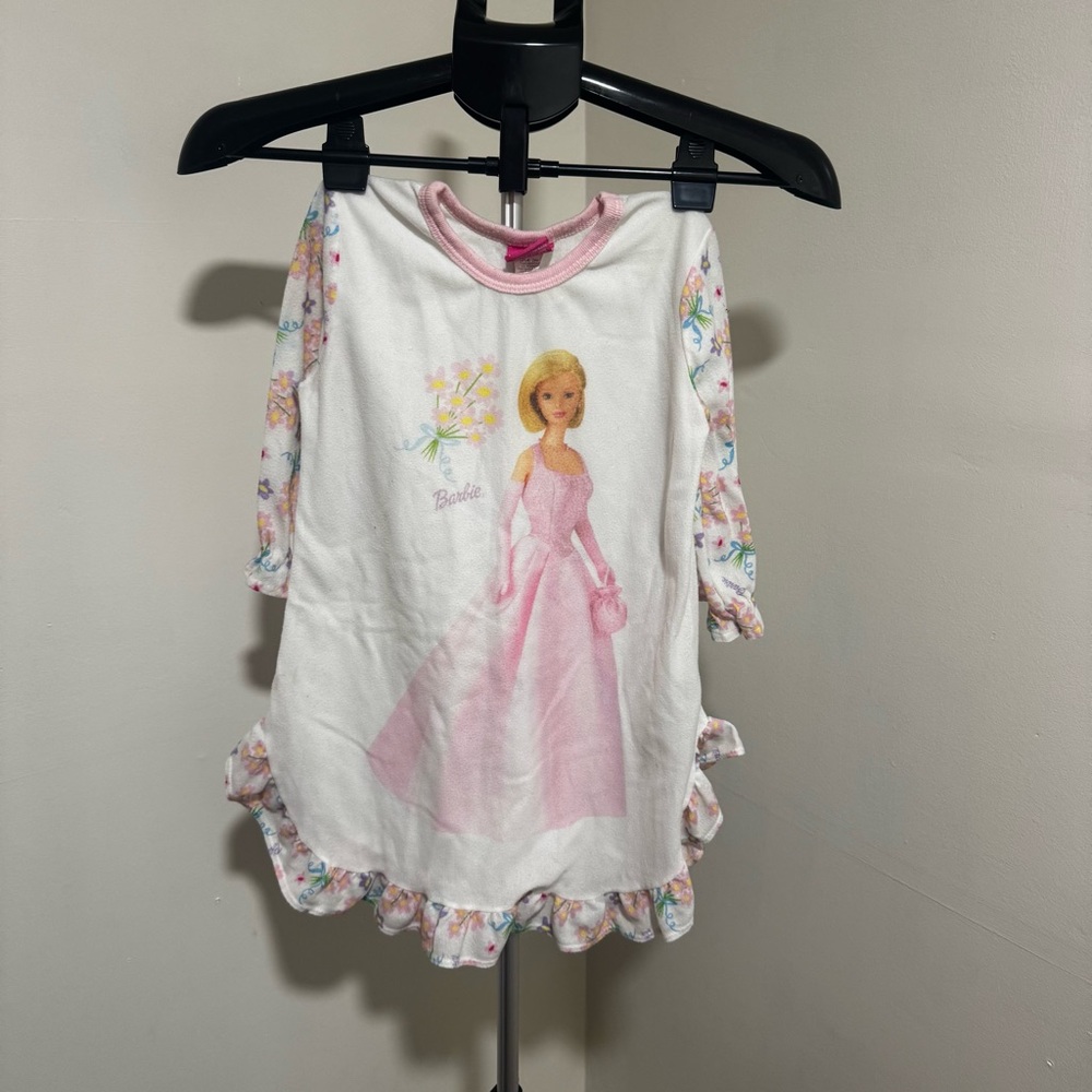 Vintage girls Barbie pajamas size 6 licensed Mattel dress gown sleepwear
